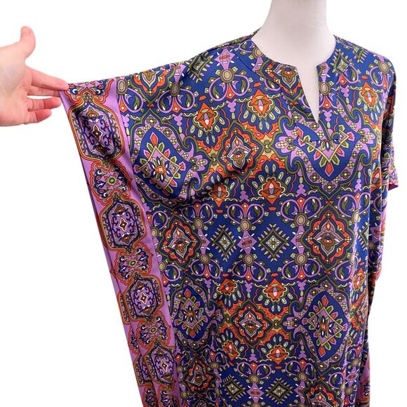 Joan Rivers Kaftan Mumu Maxi Dress Womens Petite XS Oversized Mrs Roper Boho - Picture 3 of 11